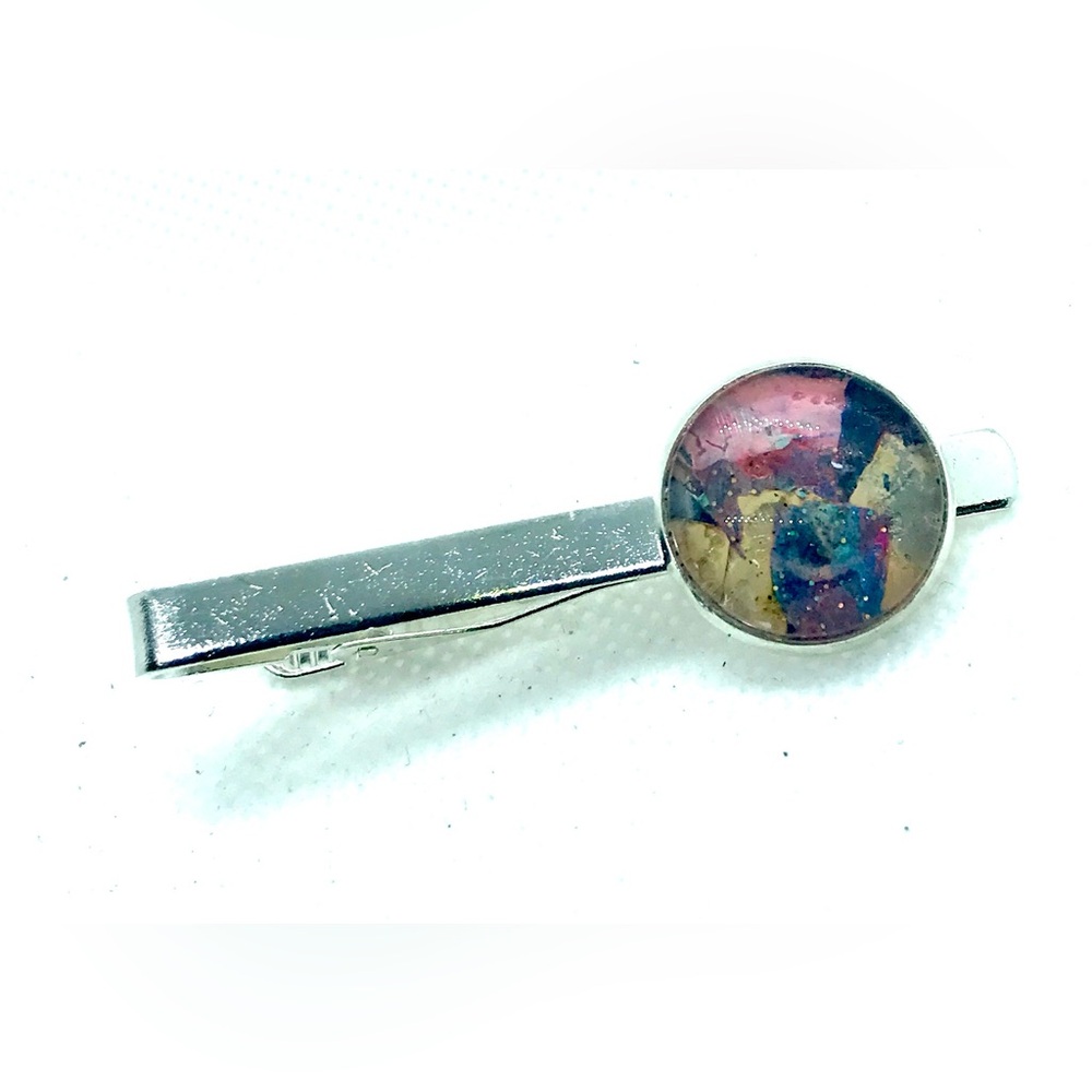 Tie clip pin silver plated 16mm handcrafted dome